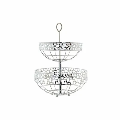 Portafrutta DKD Home Decor Argento Metallo Fiori [28 x 28 x 39 cm] - Immagine 1 di 2