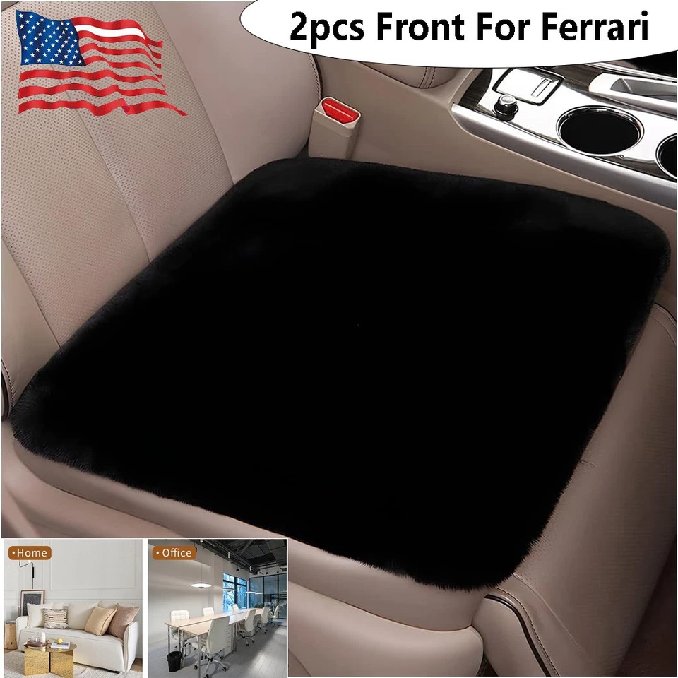 Faux Sheepskin Car Seat Cover Protect For Ferrari 2pc Front Comfort Cushion Pad - Imagem 1 de 4