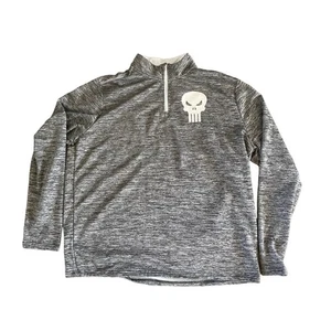 Marvel Men's Graphic Pullover Sweater Quarter Zip Long Sleeve The Punisher - Picture 1 of 6