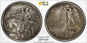 1925 '393' Counterstamp Stone Mountain Commemorative Half Dollar PCGS AU Det. - Picture 1 of 5