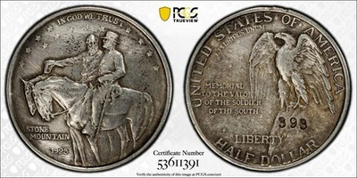 1925 '393' Counterstamp Stone Mountain Commemorative Half Dollar PCGS AU Det. - Image 1 of 4