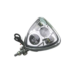 Chrome Motorcycle Triangle Headlight for Harley Honda Chopper Cruisers Bobber  - Picture 1 of 8