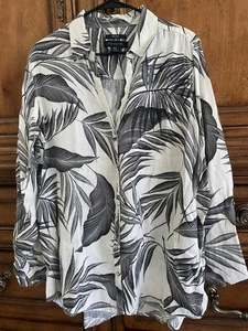 Tahari women’s blouse XL cream black hundred percent winning button front - Picture 1 of 6