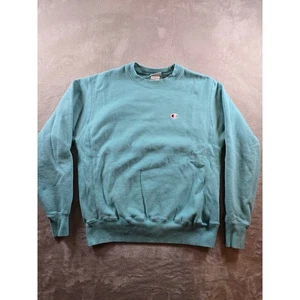 Sudadera Champion tejido inverso para hombre M azul verdoso cuello redondo peso pesado - Imagen 1 de 8