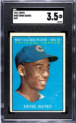 Ernie Banks 1961 Topps #485 Jugador Más Valioso SGC 3,5 Excelente Foto 1 de 2
