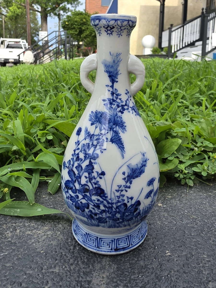 蓝色日本古董花瓶| eBay
