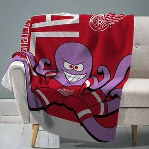 Sleep Squad Detroit Red Wings Rally Al 60” x 80” Raschel Plush Blanket - Picture 1 of 5