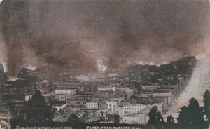 San Francisco CA * Earthquake View from Russian Hill * Browning Pub.  1906 - Picture 1 of 2