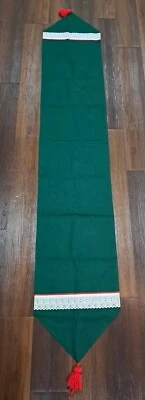 Green White Red Table Runner 83"× 14.5" Christmas Vintage Style - Image 1 of 4
