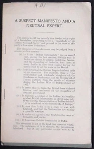 A Suspect Manifesto and a Neutral Expert 1915 pamphlet 1st ed. - Picture 1 of 1