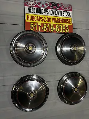 1975-79 Chrysler Cordoba Gold Red Beautiful  4 15” Hubcaps  Rare Oem  Stainless - Image 1 of 4