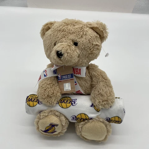 NBA Los Angeles Lakers Plush Embroidered Teddy Bear with Blanket Cover