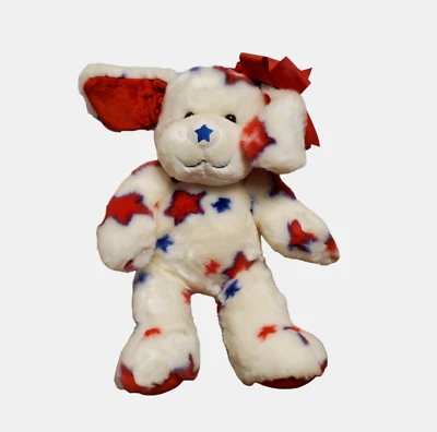 Build A Bear Puppy Dog Patriotic 13" Plush 4th July Red Blue Star Stuffed Animal - Image 1 of 4