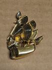Disney Napier Gold Tone Rhinestone Captain Hook Ship 3D Pin Brooch Peter Pan  