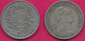 PORTUGAL 50 CENTAVOS 1962 ALLEGORY OF REPUBLIC FACING RIGHT,WITH COUNTRY NAME AN - Picture 1 of 1