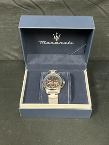 Maserati Mens Silver Casual Classic Round Dial Quartz Analog Wristwatch - Picture 1 of 12