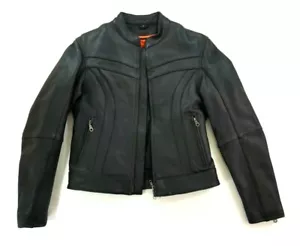 First Classics Leather Black Biker Motorcycle Jacket Zip out Lining Mens Small - Picture 1 of 10