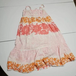 Gap Girls Shift Dress Pink White Floral Lined Spaghetti Strap Ruffles S 6-7 - Picture 1 of 12