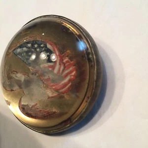 Vtg horse bridle Rosetta Pin Eagle American Flag 1 7/8"d brass rock crystal  - Picture 1 of 7