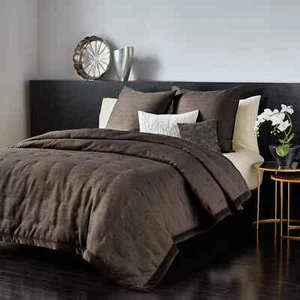 Donna Karan Home Radiance Quilt Charcoal European Sham $260 NIP - Picture 1 of 18