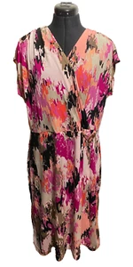 212 Collection Dress Women Abstract  Gold Buckle Wrap Surplice Size XL - Picture 1 of 10