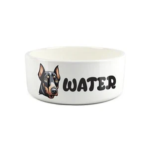 Cartoon Dobermann Water Bowl - Large Ceramic Water Dish Dog Gift - Picture 1 of 1