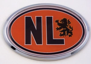 Holland HL Netherlands Flag Car Chrome Emblem Bumper Sticker flag decal oval - Imagen 1 de 2