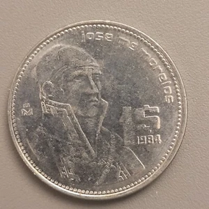 1984 Mo Mexico 1 Peso Coin - Stainless Steel - Jose Morelos - Picture 1 of 2