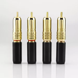 4PCS 24K Hi-end Solder Gold Plated RCA Plug Brass Conductor HIFI Audio Connector - Picture 1 of 8