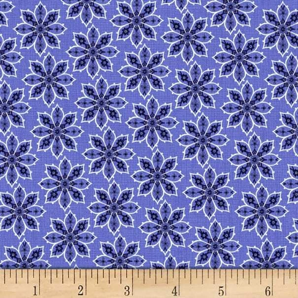 Tela de algodón azul/azul marino floral decorativa textiles David ~ 100 % algodón ~ 1 yd 33" x 44" Foto 1 de 1