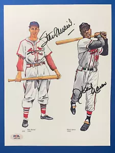 Stan Musial & Hank Aaron dual signed 8x11 Color Photo WS Champs PSA DNA - Picture 1 of 4