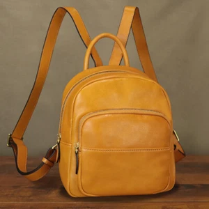 Mochila Cartera para Mujer Cuero Genuino Retro Cartera Mochila Mochila Mochila de Día - Imagen 1 de 13