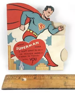 Vintage, seltene gestanzte Superman Valentinstag Karte (um 1940) - Bild 1 von 5