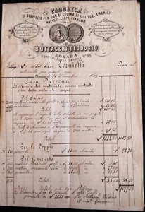 GF0138 - Fattura: Bottacchi Stoviglie e tubi - Novara 1869 - con ricevuta - Picture 1 of 2