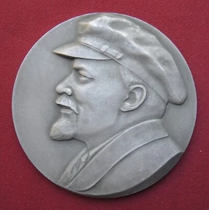 Antigua Gran Medalla URSS Busto Lenin Fiesta Soviética Agitación Vintage FUNDICIÓN Placa 4"=10 cm - Imagen 1 de 3