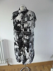 Sisley Sleeveless Black white Summer Women Shirt Dress Size L / G 14 UK WFH - Picture 1 of 9