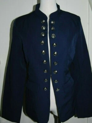 Chaqueta Blazer Misses Militar Inspirada Azul Doble Pecho Steampunk Mediana Foto 1 de 4