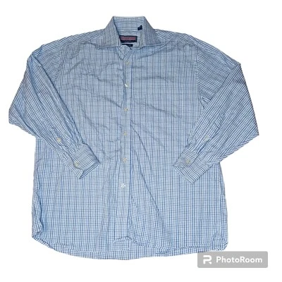 Camisa de vestir Vineyard Vines 100's 2 capas para hombre 16 R grande azul blanco manga larga Foto 1 de 4