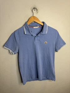 Polo Moncler uomo piccola blu piqué logo ricamato manica corta tacchino - Foto 1 di 11