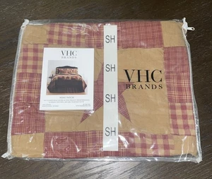 1 NWT VHC Brands Nine Patch Patchwork Standard Sham Star Country Western Cowboy - Foto 1 di 3