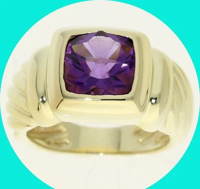 Anillo de cable de amatista natural David Yurman de oro amarillo de 14 quilates de 1,70 quilates talla 5 Foto 1 de 4