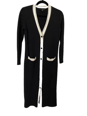 Cárdigan Ann Taylor Sobre la Rodilla Azul Oscuro Botón Mujer Talla XSP Foto 1 de 4