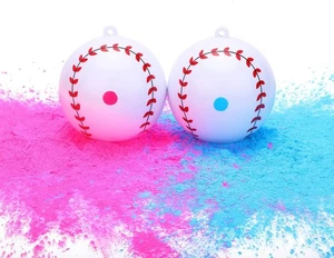 Gender Reveal Baseball Set 2 PINK BLUE Powder Balls Pre-Filled For Girl Or Boy - Picture 1 of 5