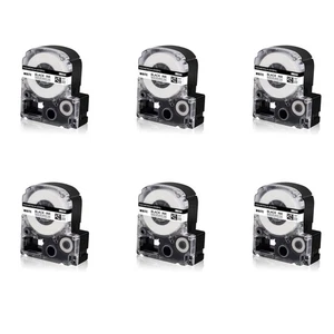 6PK Compatible with EPSON K-Sun 224BW 224BWPX 24mm Tape Black on White Label - Picture 1 of 8