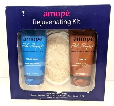 Amopé Rejuvenating Kit Exfoliating Foot Scrubs with Foot & Leg Scrubber NEW - Image 1 of 4