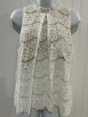 Blusa Love FIRE Crema Marfil Sin Mangas Encaje Talla L - NUEVA CON ETIQUETA Foto 1 de 3