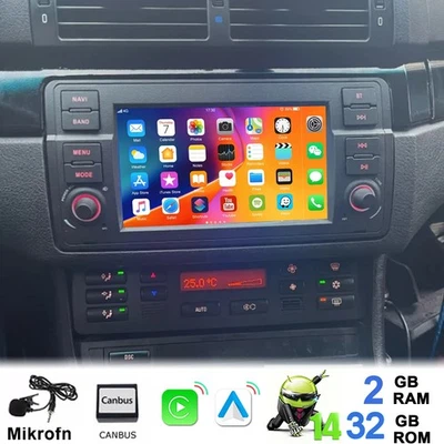 7" Android 14 2+32G für 3er BMW E46 318 320 Autoradio GPS NAVI WiFi Carplay Auto - Bild 1 von 4
