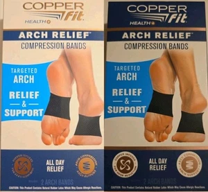 (2) Copper Fit Copper Infused Arch Relief & Support Compression Bands One Size - Picture 1 of 19