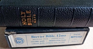 BREVIER SCHWARZE LEDERBIBEL 12 MO.MP55D KARTEN FETTGESICHT, AUSSPRECHEND, ROTE RÄNDER BUCH - Bild 1 von 9