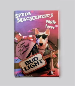 SPUDS MACKENZIE / VINTAGE BUD LIGHT AD - 2" x 3" POSTER MAGNET (Bier 80er Hund) - Bild 1 von 3